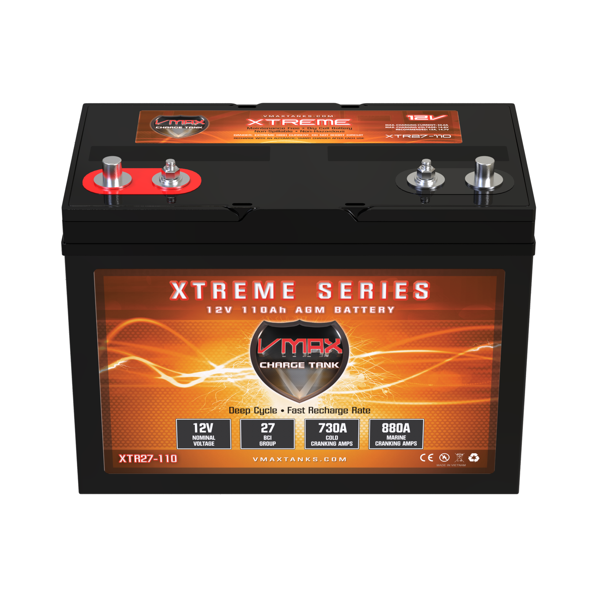 VMAX Tanks XTR27-110 12Volts 110AH Deep Cycle, XTREME AGM Battery