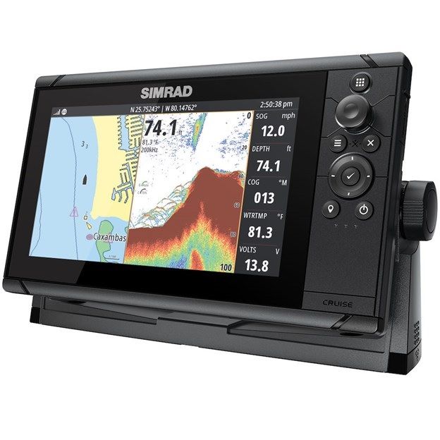 Simrad Cruise-9 Combo Reman With Us Coastal Charts And 83/200khz Transom Mount