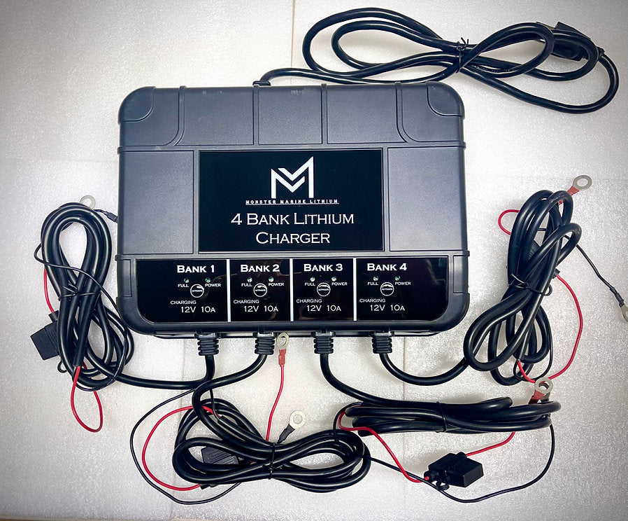4 Bank Lithium Marine Waterproof Battery Charger
