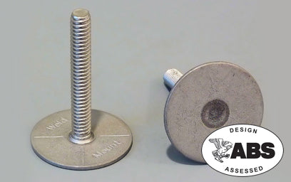 Weld Mount 1.75"" Tall 1/4 X 20 Stainless Steel Stud 1.25"" Base 10 Pack